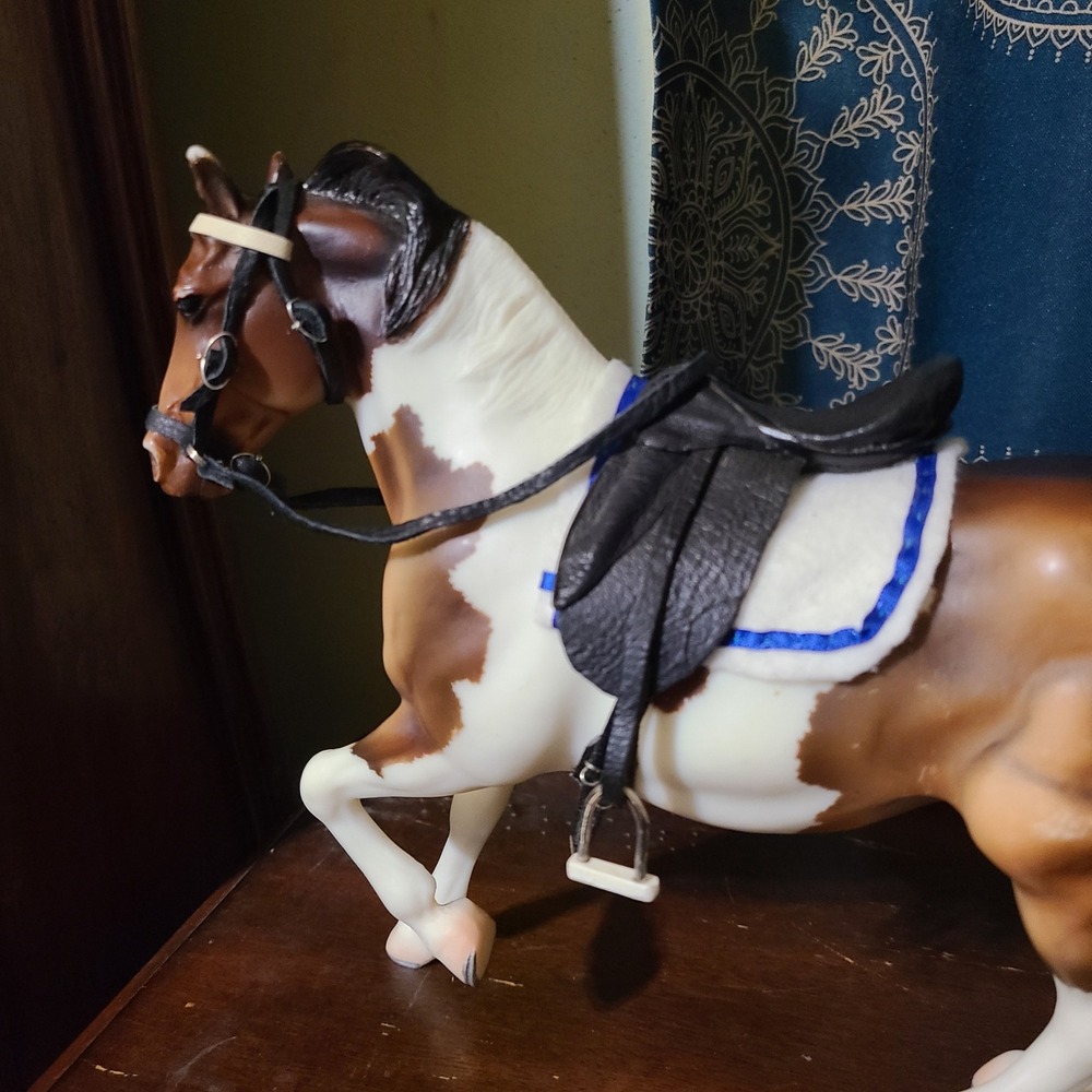 Handmade English Saddle Bridle Blanket Set Traditional Breyer Stone Black White